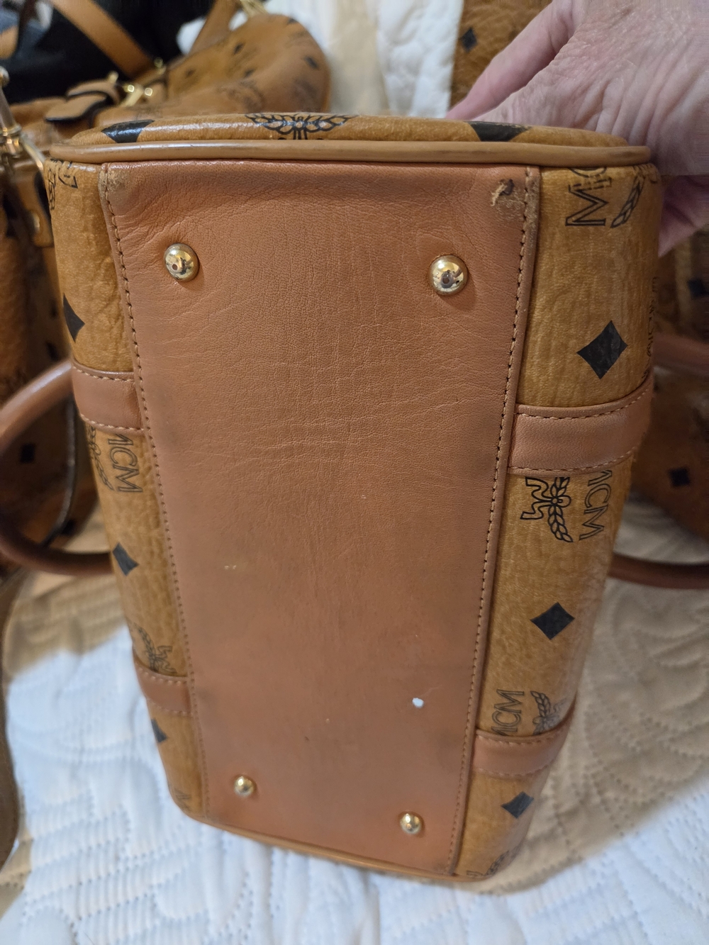 MCM Visetos Cognac Mini Boston Satchel - Picture 7 of 15